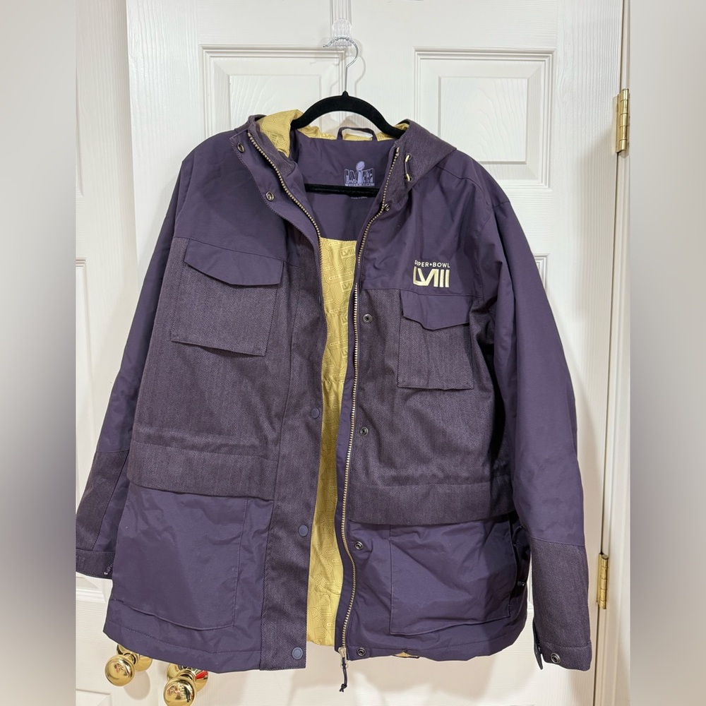 XL 2024 NFL Super Bowl LVIII Las Vegas Staff Winter Hooded Jacket Purple